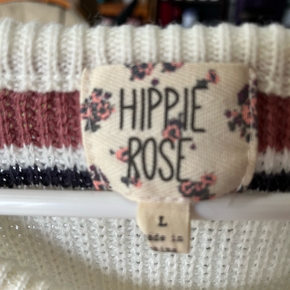 - HIPPIE ROSE Stripped Knit Crop Sweter Sz L - Picture 4 of 5